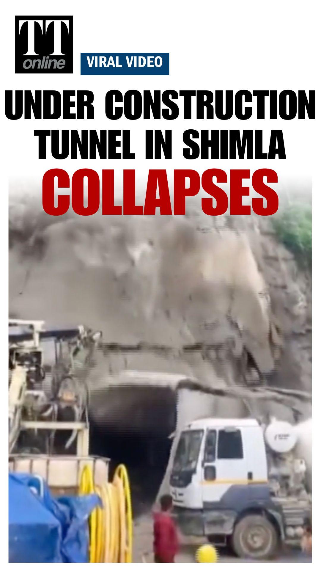 Watch | Moment When Portion of a Tunnel Collapsed in Shimla; Workers Escaped Unhurt