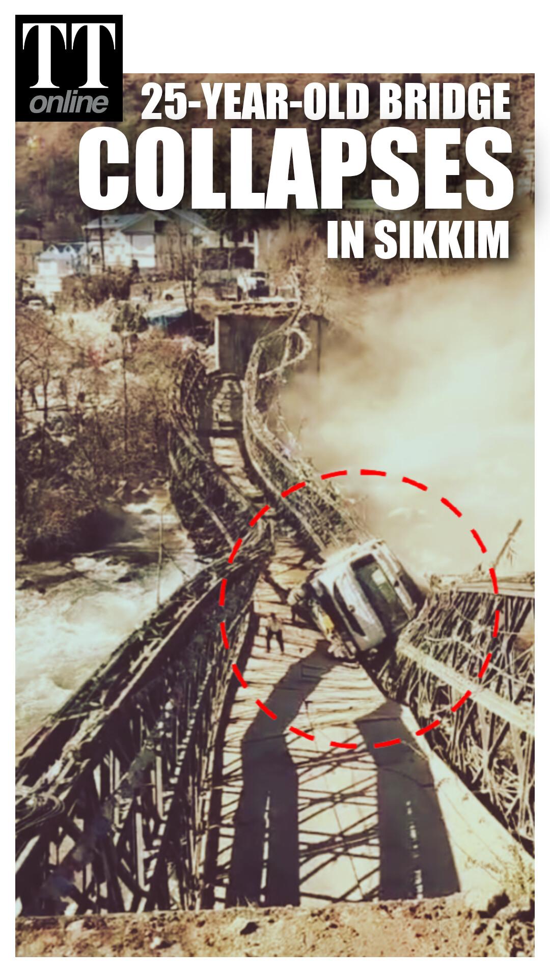 Bailey Bridge Collapses in Sikkim From Overload Truck's Weight, Driver Rescued