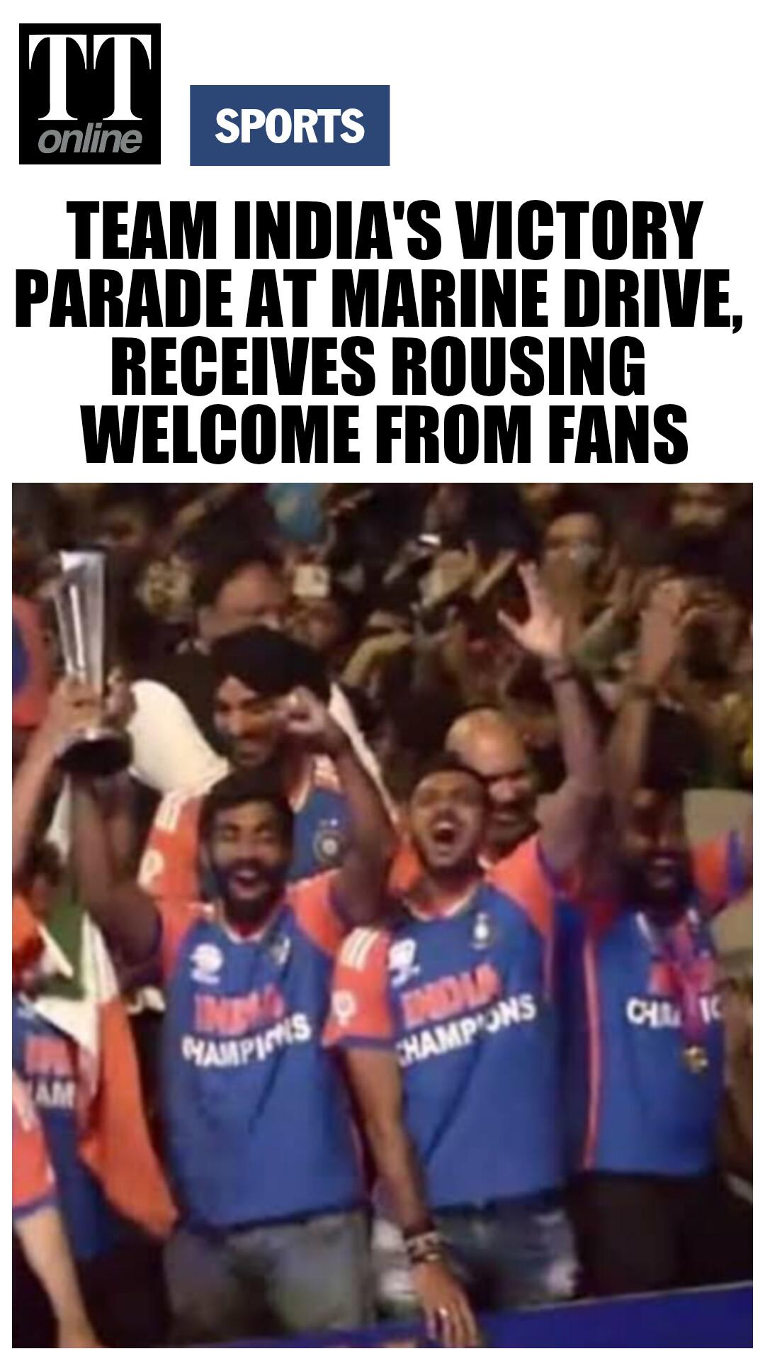 Team India Players Greet Fans During Victory Parade at Marine Drive