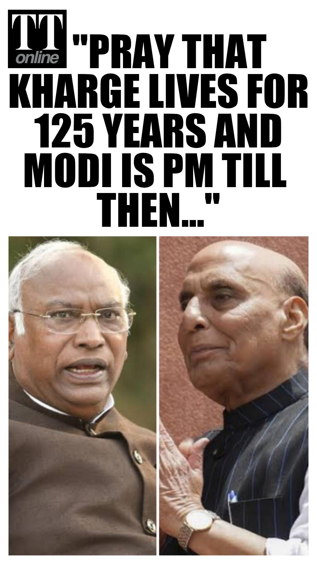 "Pray He Lives for 125 Years": Rajnath Singh Responds to Mallikarjun Kharge's Jibe on PM Modi